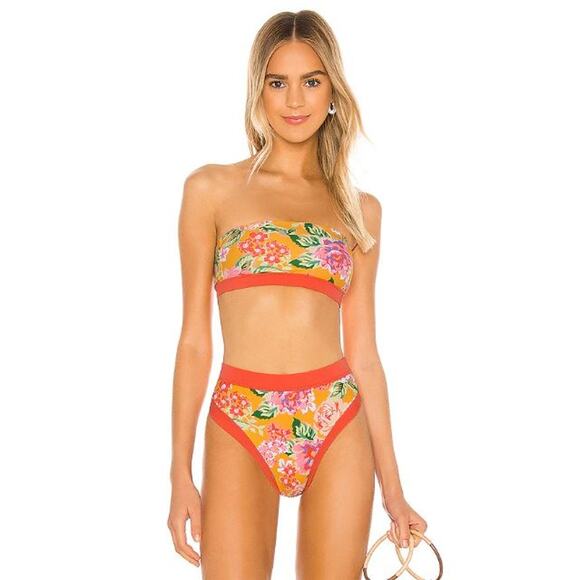 NEW Lovers and Friends Little Me Bikini Swim Set Tangerine Floral Size Small - Picture 3 of 7